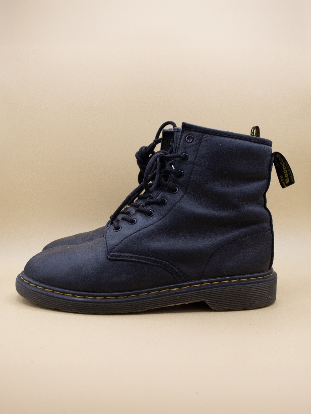 Dr. Martens 1460 Y Black Leather 8-Eye Side Zip Boots Women's Size 6